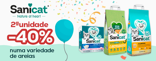 Sanicat: -40% na 2ª unidade numa seleção de areia para gato
