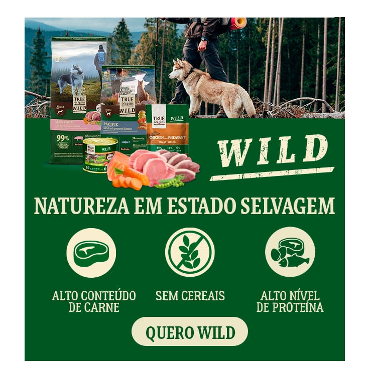 True Origins Wild: Natureza em estado selvagem com alto teor de proteína e sem cereais