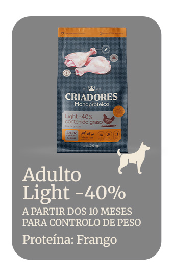 Criadores Monoproteico Light -40% de gordura Ração de frango para cães adultos