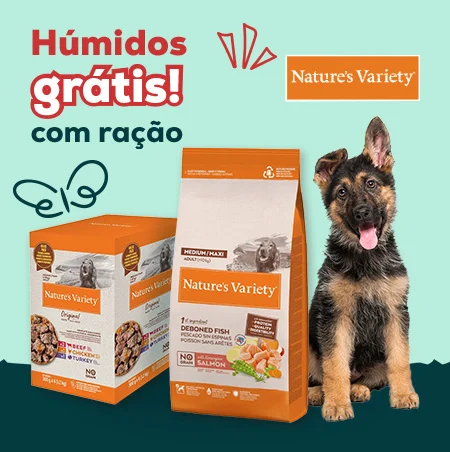 Nature's Variety: multipack de alimentação húmida grátis na compra de ração No Grain Adult Medium Maxi Salmão para cão 12 kg