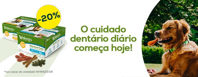 Whimzees: -20% numa seleção de snacks dentários para cão