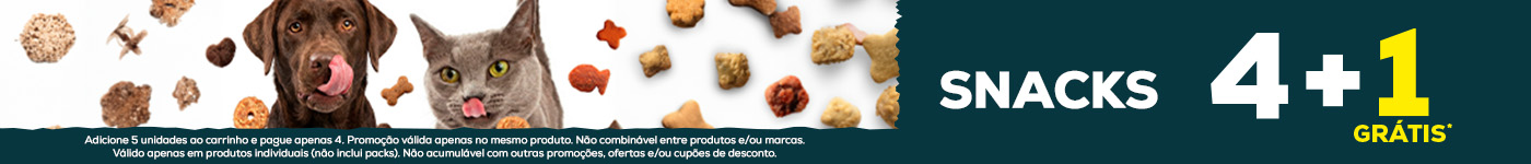 4+1 grátis em snacks para cão e gato