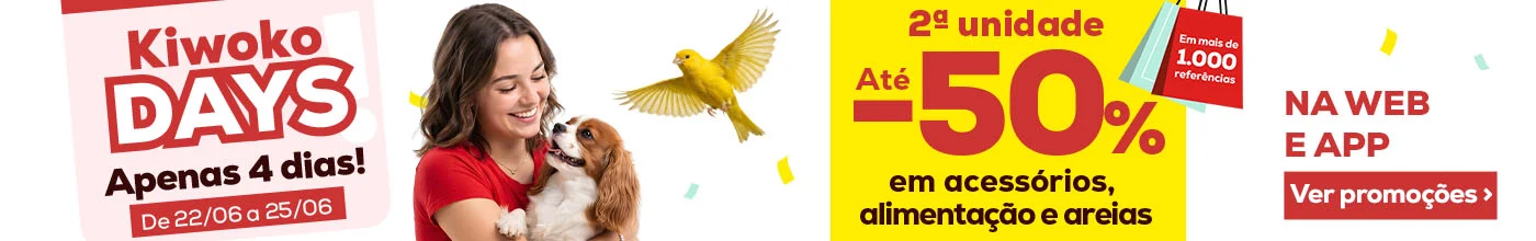Kiwoko Days!: Até 50% de desconto numa seleção de acessórios, rações e areias