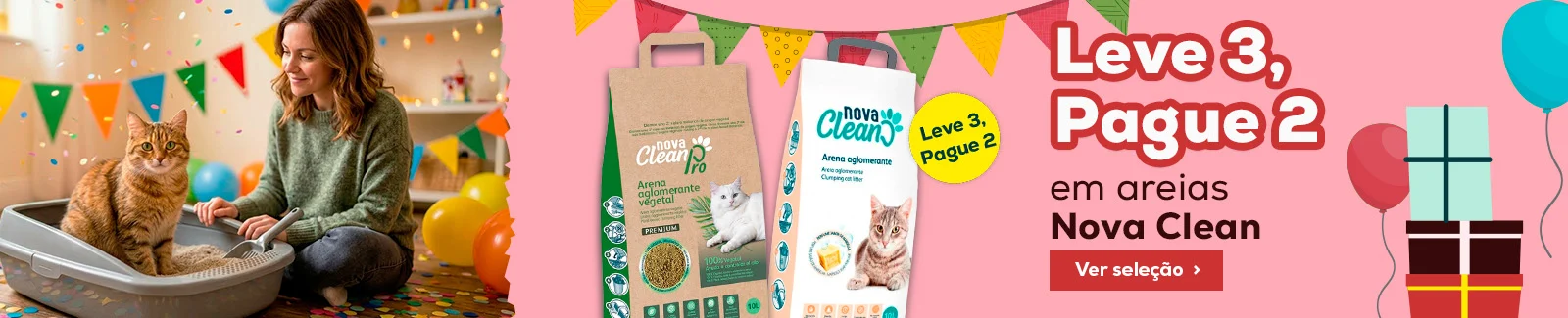 Nova Clean: Leve 3, pague 2 numa sele&ccedil;&atilde;o de areia aglomerante Marselha e Pro Vegetal 10 l