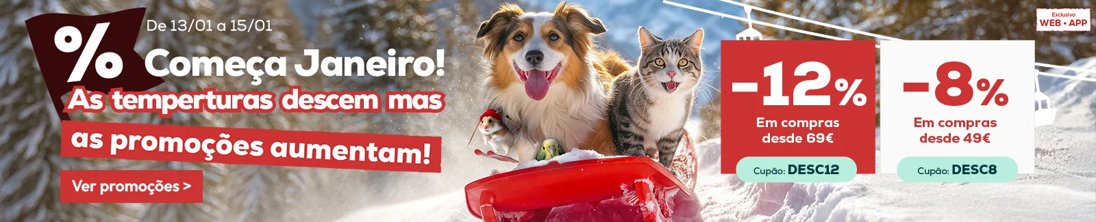12% de desconto em compras desde 69&euro; ou 8% de desconto em compras desde 49&euro;