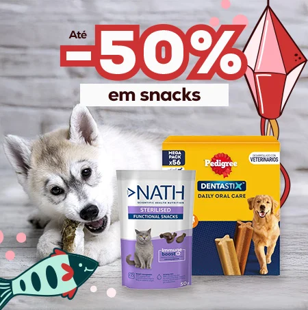Até -50% em snacks