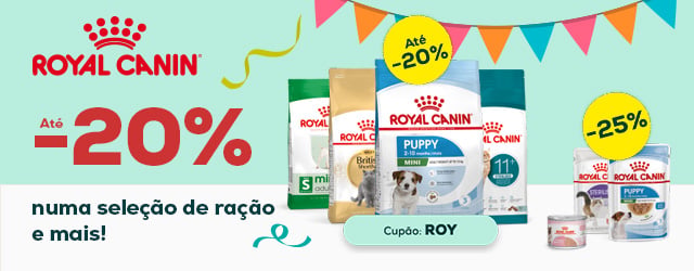 Royal Canin: Até -20% numa seleção de ração e -25% numa seleção de packs de alimentação húmida