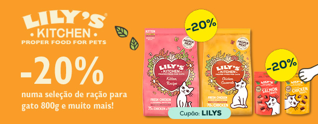 Lilys Kitchen: -20% em ração e embalagens de 6 uns. de snacks para gato