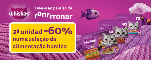 Whiskas: -60% na 2ª unidade numa seleção de alimentação húmida