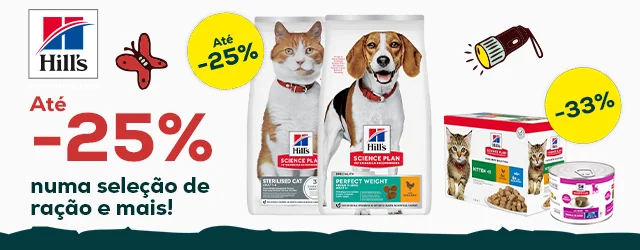 Hill's: Até -25% numa seleção de ração para cães e até -33% numa seleção de packs de comida húmida para cães