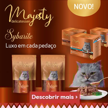 Novas receitas de húmidos Majesty Sybarite. Para gatos com paladares exigentes. Novas receitas de húmidos Majesty Sybarite. Para gatos com paladares exigentes.