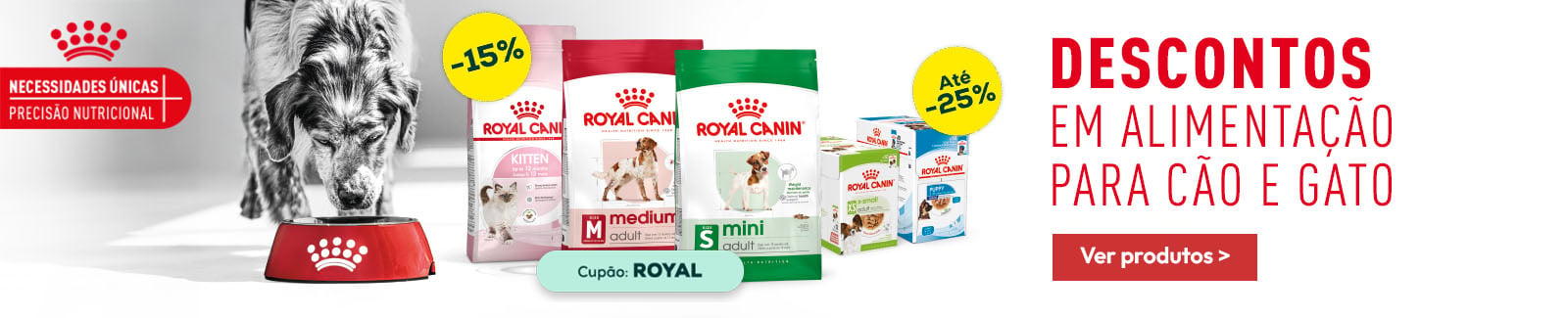 Royal Canin: -15% numa sele&ccedil;&atilde;o de ra&ccedil;&atilde;o e at&eacute; -25% numa sele&ccedil;&atilde;o de alimenta&ccedil;&atilde;o h&uacute;mida para c&atilde;o e gato