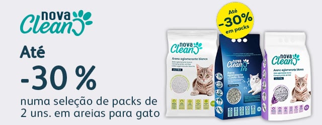 Nova Clean: Até -30% numa seleção de packs de 2 uns. de areias