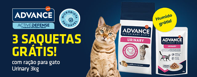 Advance: 3 saquetas grátis com ração para gato Urinary 3kg
