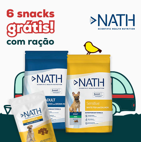 Nath: 6 saquetas de snacks dentários de oferta na compra de ração adulto mini frango para cão 7 kg