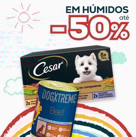 Até -50% em alimentação húmida para cão