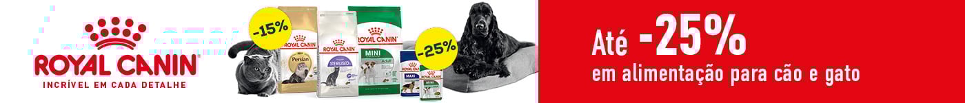 Royal Canin: Até -25% numa seleção de ração, e -25% numa seleção de packs