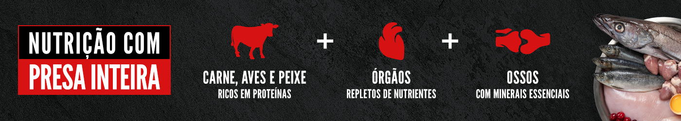 Orijen. Nutrição com presas inteiras. Fornece os nutrientes, proteínas e minerais essenciais.