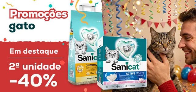 Sanicat: -40% na 2ª unidade numa seleção de areia para gato