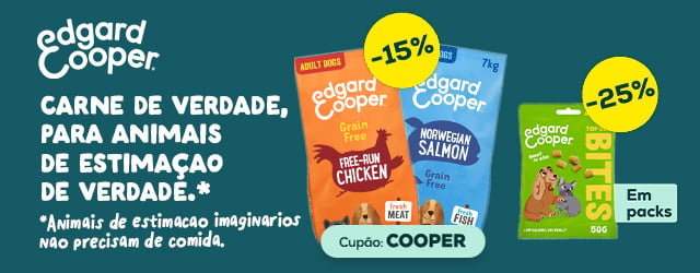 Edgard & Cooper: -15% numa seleção de ração para cão e -25% numa seleção de packs de snacks para cão