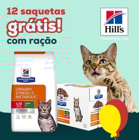 Hill's Prescription Diets: Alimentação húmida de oferta na compra de uma seleção de ração para gato 8 kg