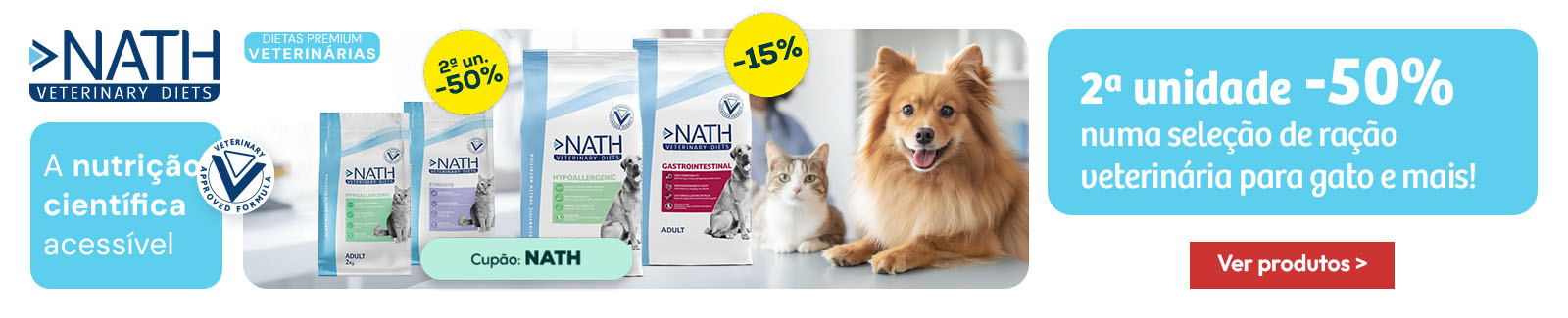Nath Veterinary Diets: -50% na 2&ordf; unidade de ra&ccedil;&atilde;o para gato