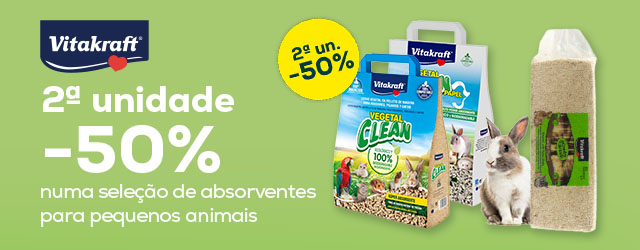 Vitakraft: -50% na 2.ª un. numa seleção de substratos para pequenos animais