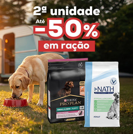 Até -50% na 2ª unidade numa seleção de ração para cão