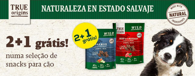 Mês de True Origins: 2+1 grátis numa seleção de snacks para cão