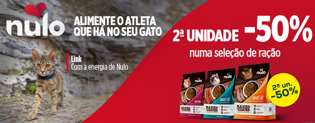 Nulo: -50% na 2ª unidade numa seleção de ração para gato 2 kg