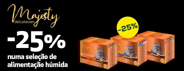 Majesty: -25% numa seleção de packs de húmidos para gato 12 uns