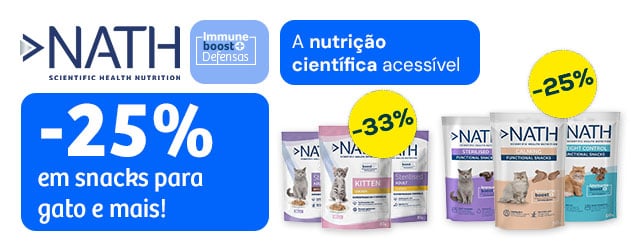 Nath: -25% em snacks para gato e -33% numa seleção de packs de alimentação húmida para gato
