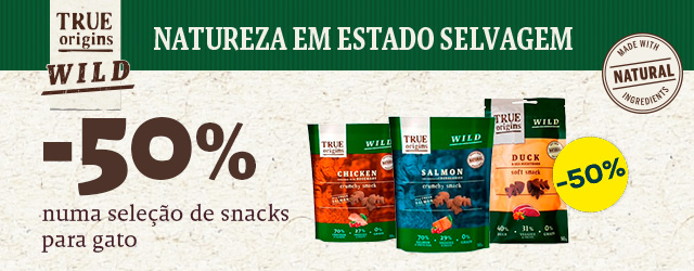 True Origins: -50% numa seleção de snacks para gato