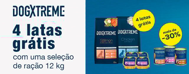 Dogxtreme: 4 latas de húmidos de oferta na compra de uma seleção de ração 12 kg, -20% numaa seleção de packs de húmidos
