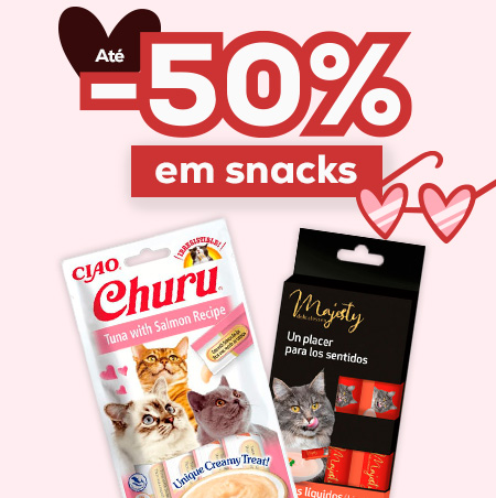 Até -50% numa seleção de snacks para gato