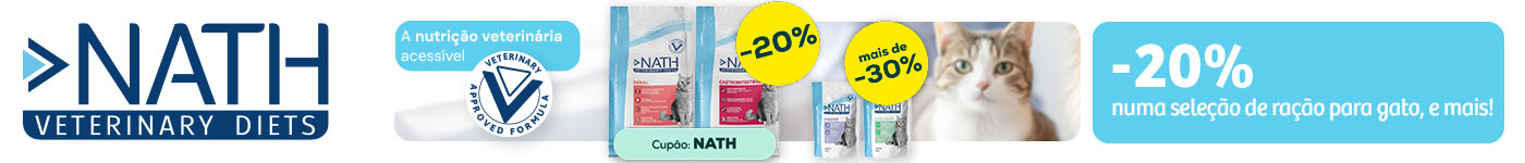 Nath: -20% numa seleção de ração para gato, e mais de -30% numa seleção de packs de húmido para gato (48 uds)