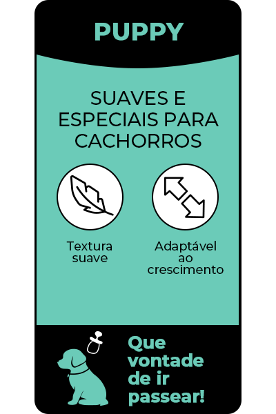 Gotoo Puppy - Acessórios suaves e especiais para o seu cão junior. Adaptam-se ao seu crescimento.