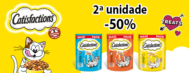 Catisfactions: -50% na 2ª unidade numa seleção de snacks 180 g
