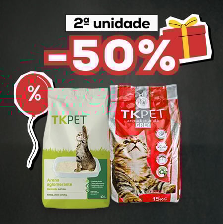 Tk-Pet: -50% na 2ª unidade numa seleção de areias para gato