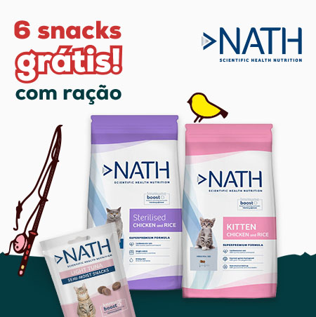 Nath: 6 saquetas de snacks de oferta na compra de uma seleção de ração para gato 4 kg