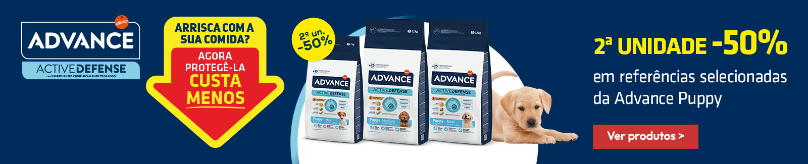 Advance: -50% na 2.&ordf; unidade numa sele&ccedil;&atilde;o de ra&ccedil;&otilde;es para c&atilde;o
