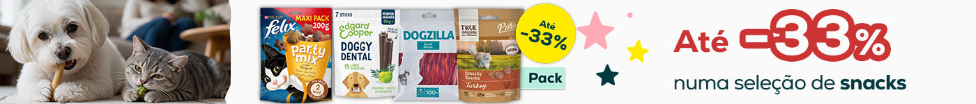 Até -33% numa seleção de snacks para cão e gato