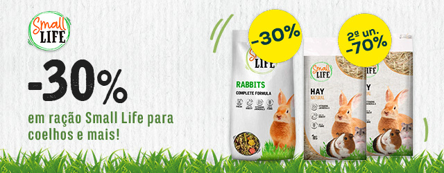 Small Life: -30% em ração para coelhos e -70% na 2ª unidade de feno natural de 1kg