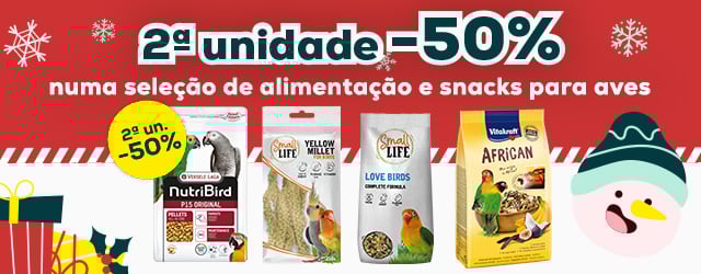 Pássaros: 2ª unidade com -50% numa seleção de produtos para pássaro