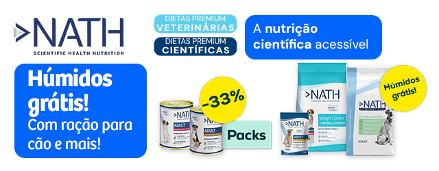 Nath: Alimentação húmida de oferta na compra de uma seleção de ração para cão e -33% numa seleção de packs de alimentação húmida para cão