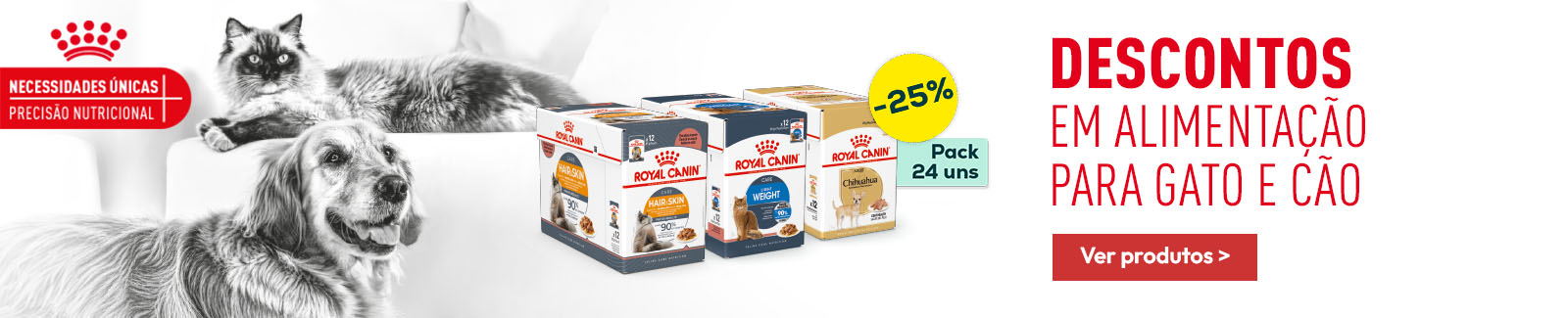 Royal Canin: -25% numa sele&ccedil;&atilde;o de alimenta&ccedil;&atilde;o h&uacute;mida para c&atilde;o e gato