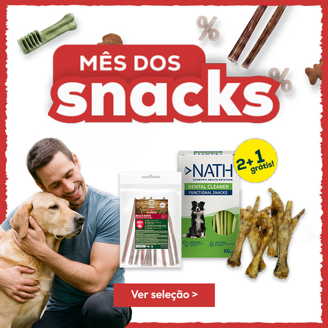 Mês dos snacks: 3 por 2 numa seleção de snacks para cães
