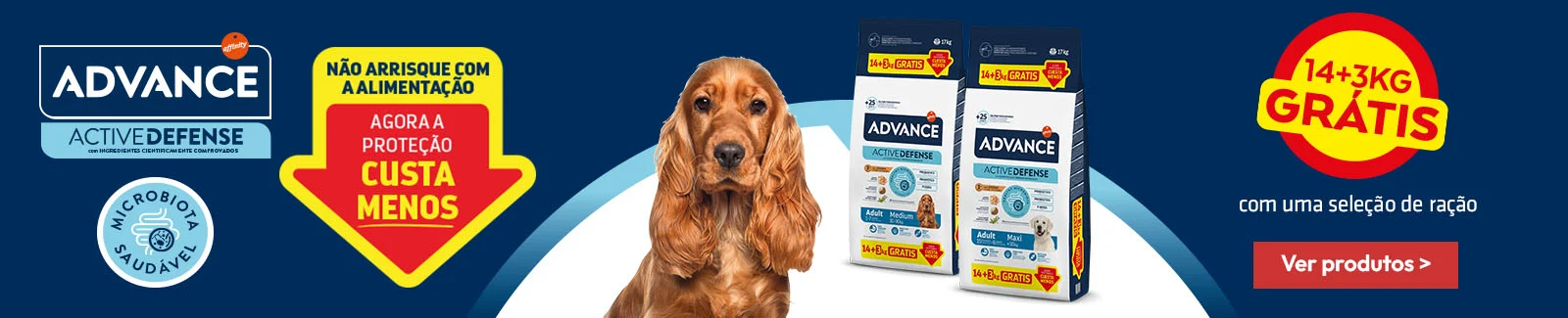 Advance: 14 + 3 kg grátis numa seleção de ração para cão Advance: 14 + 3 kg grátis numa seleção de ração para cão