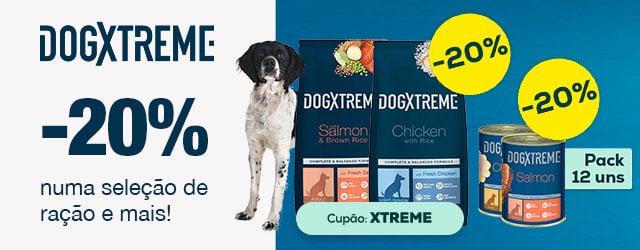 Dogxtreme: -20% numa seleção de ração 12 kg, -20% numa seleção de packs de alimentação húmida