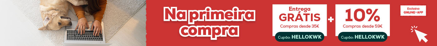 Desconto na primeira compra online: entrega grátis em compras desde 35€ + 10% desconto em compras desde 59€ com o cupão HELLOKWK